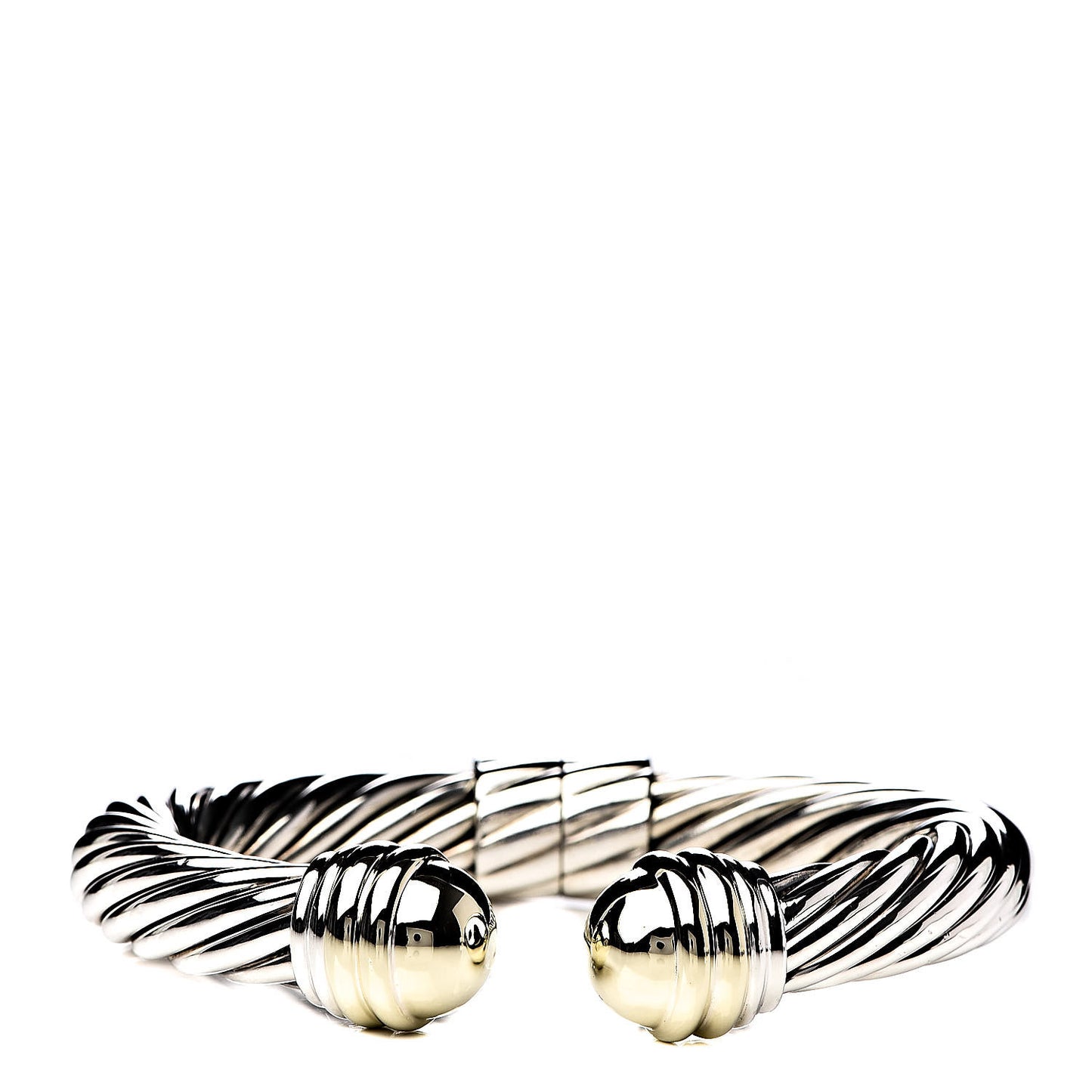 Sterling Silver 14K Yellow Gold 10mm Cable Classics Bracelet