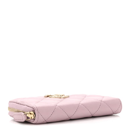 Chanel Lambskin Quilted Pearl Crystal CC Zip Around Coin Purse Wallet Pink 4 of 9