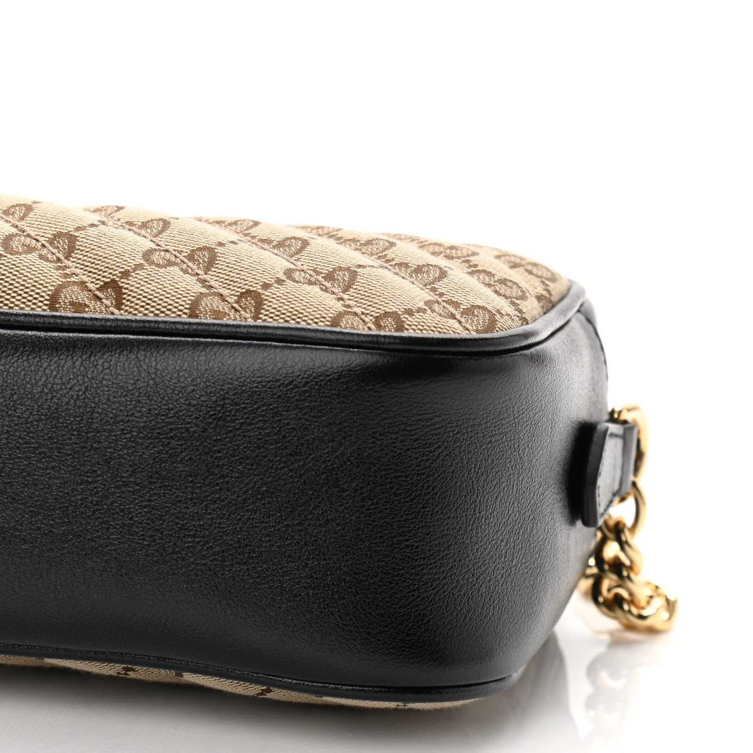 Gucci Monogram Matelasse Diagonal Small GG Marmont Chain Shoulder Bag Beige Black 10 of 10