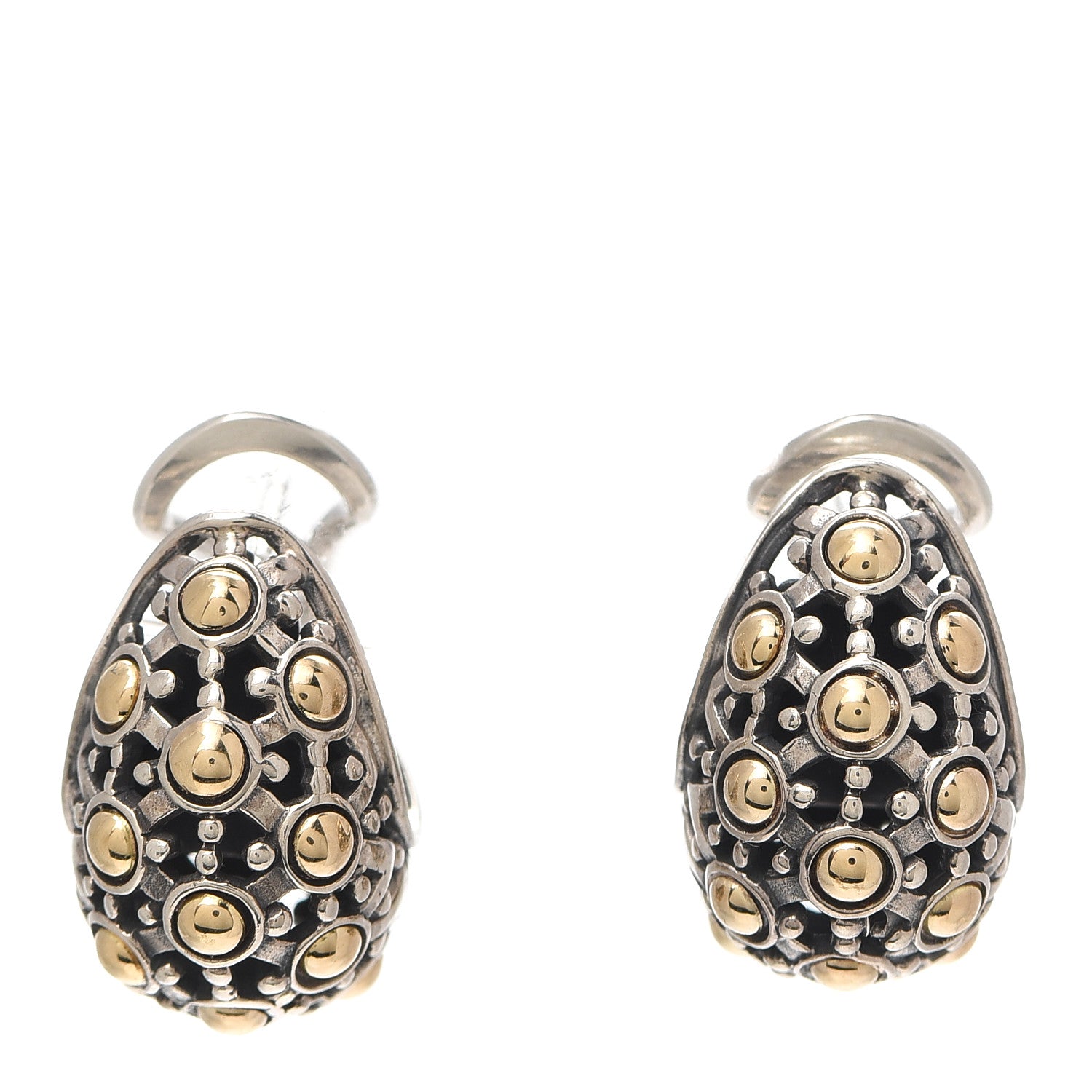 John Hardy Sterling Silver 18K Yellow Gold Jaisalmer Dot Buddha Belly Earrings 1 of 5