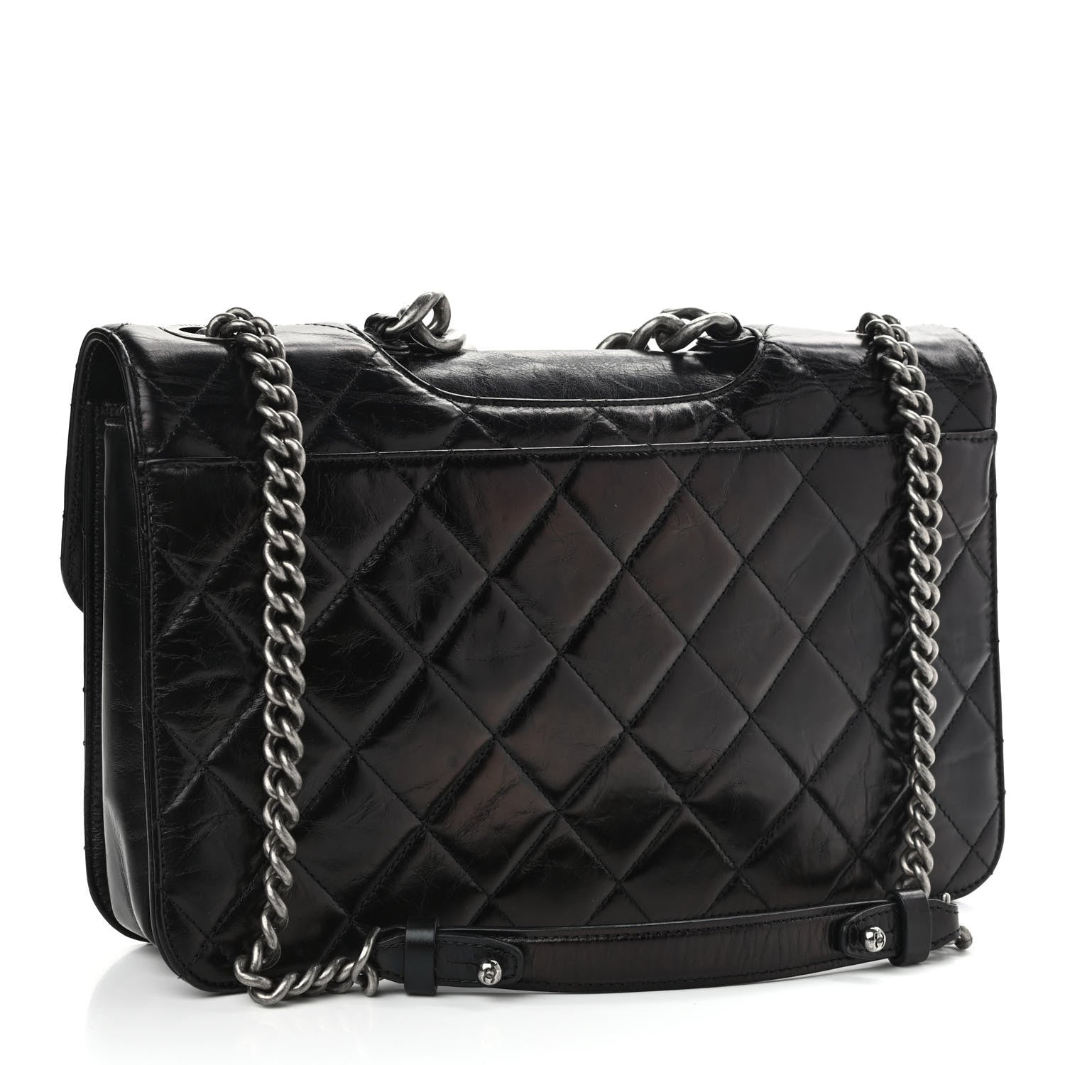 Chanel Glazed Calfskin Quilted Large Perfect Edge Flap Black 3 of 15
