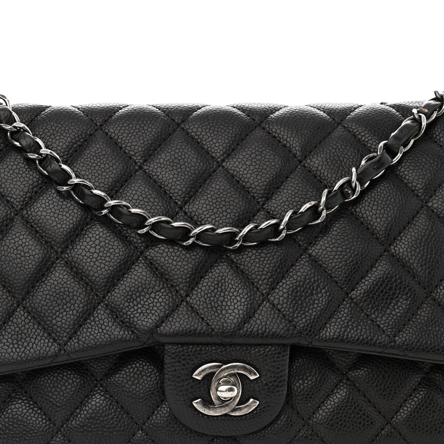Caviar Quilted Large Now and Forever Flap Black