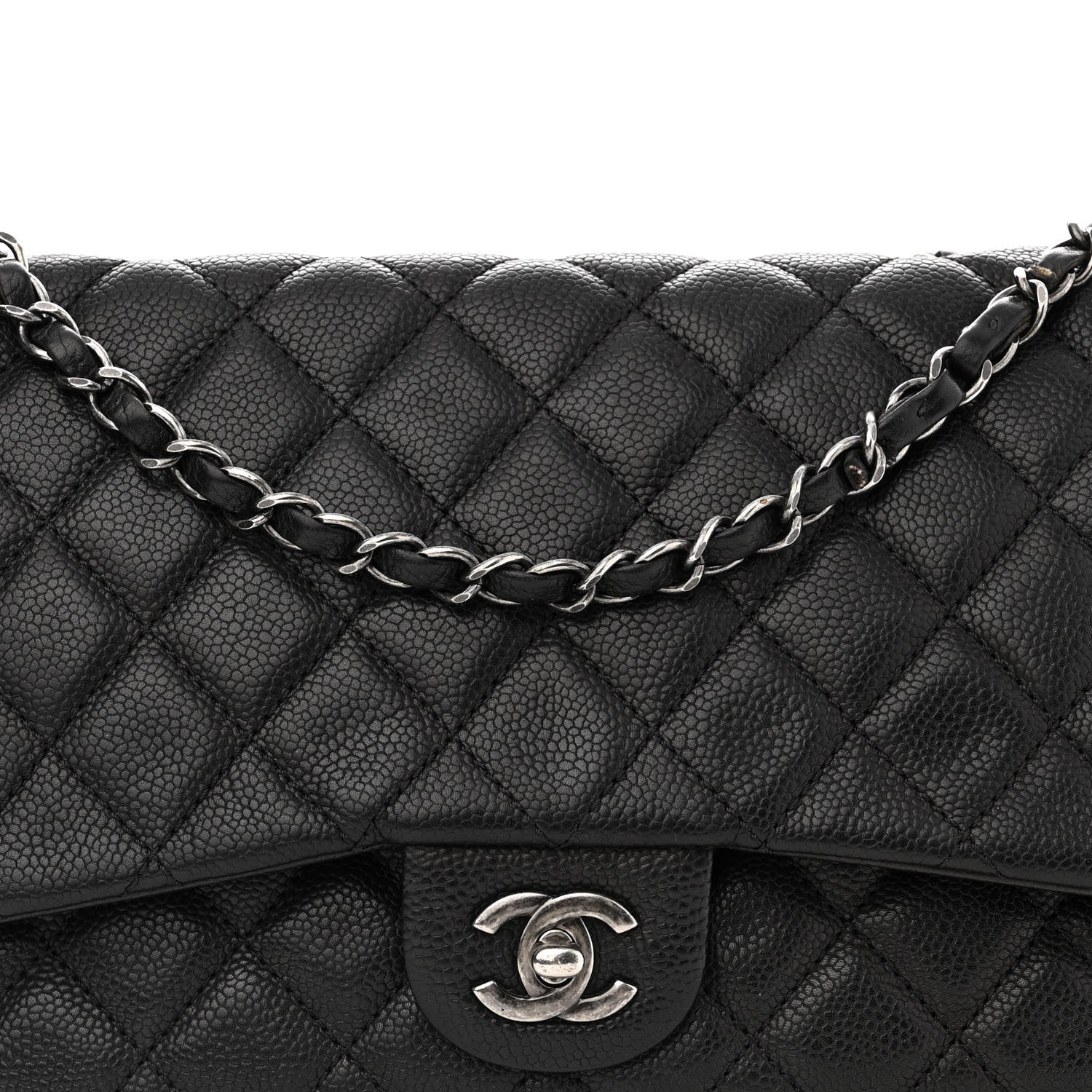 Chanel Caviar Quilted Large Now and Forever Flap Black 8 of 11