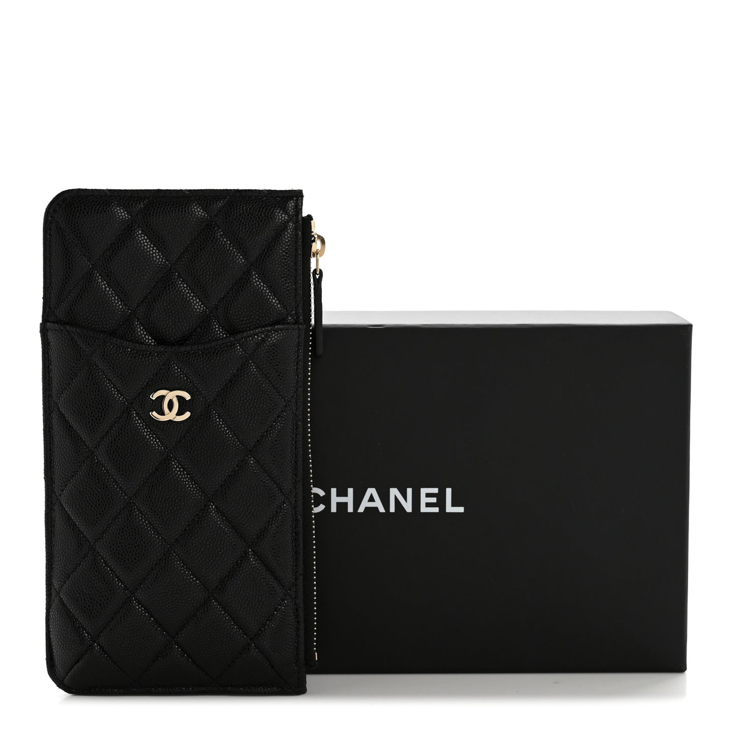 Caviar Quilted Classic iPhone Pouch Black