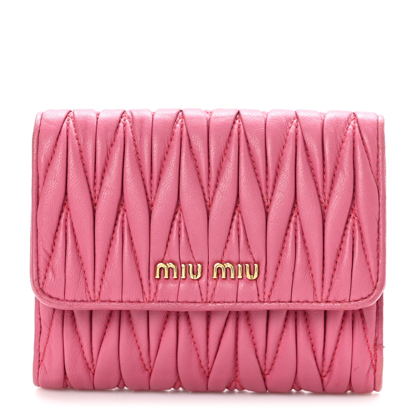 Nappa Matelasse Flap Tri-Fold Wallet Geranio