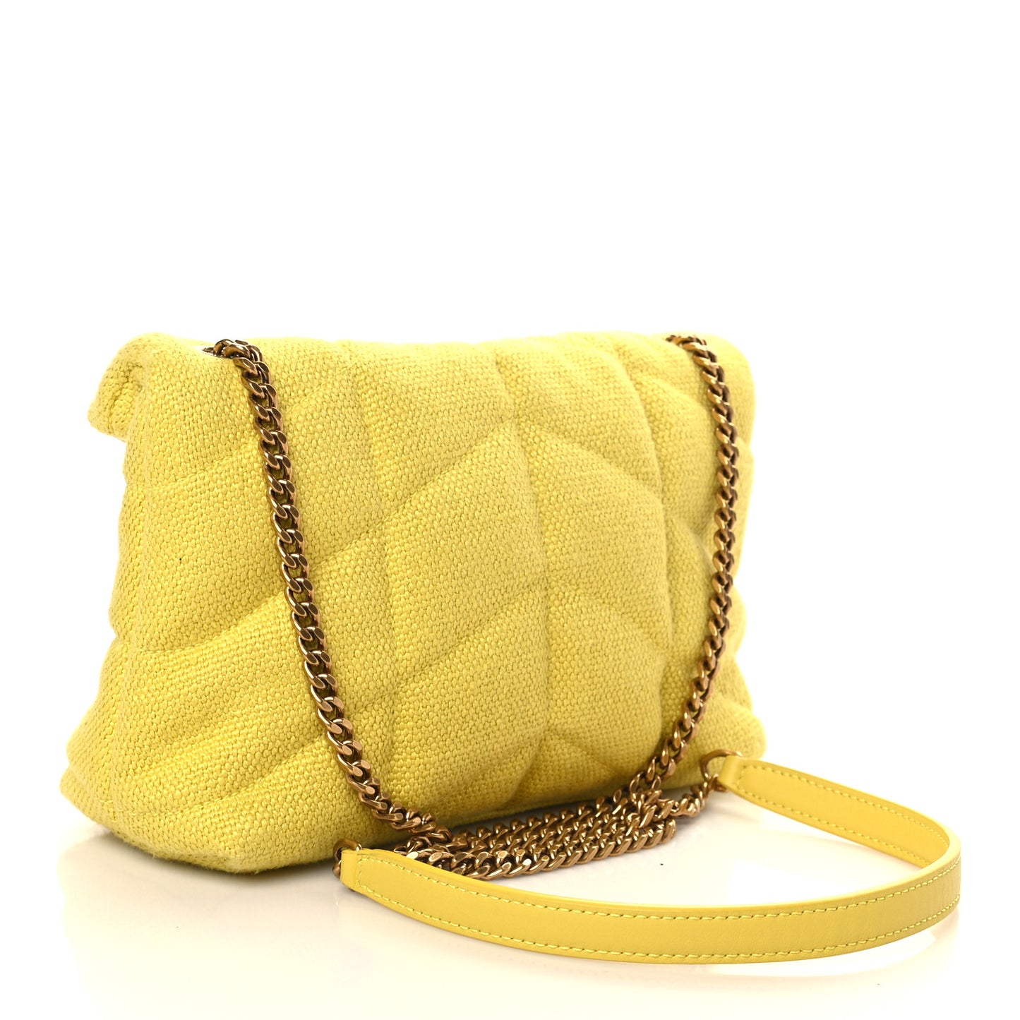 Canvas Quilted Toy Loulou Puffer Monogram Chain Satchel Jaune Citron