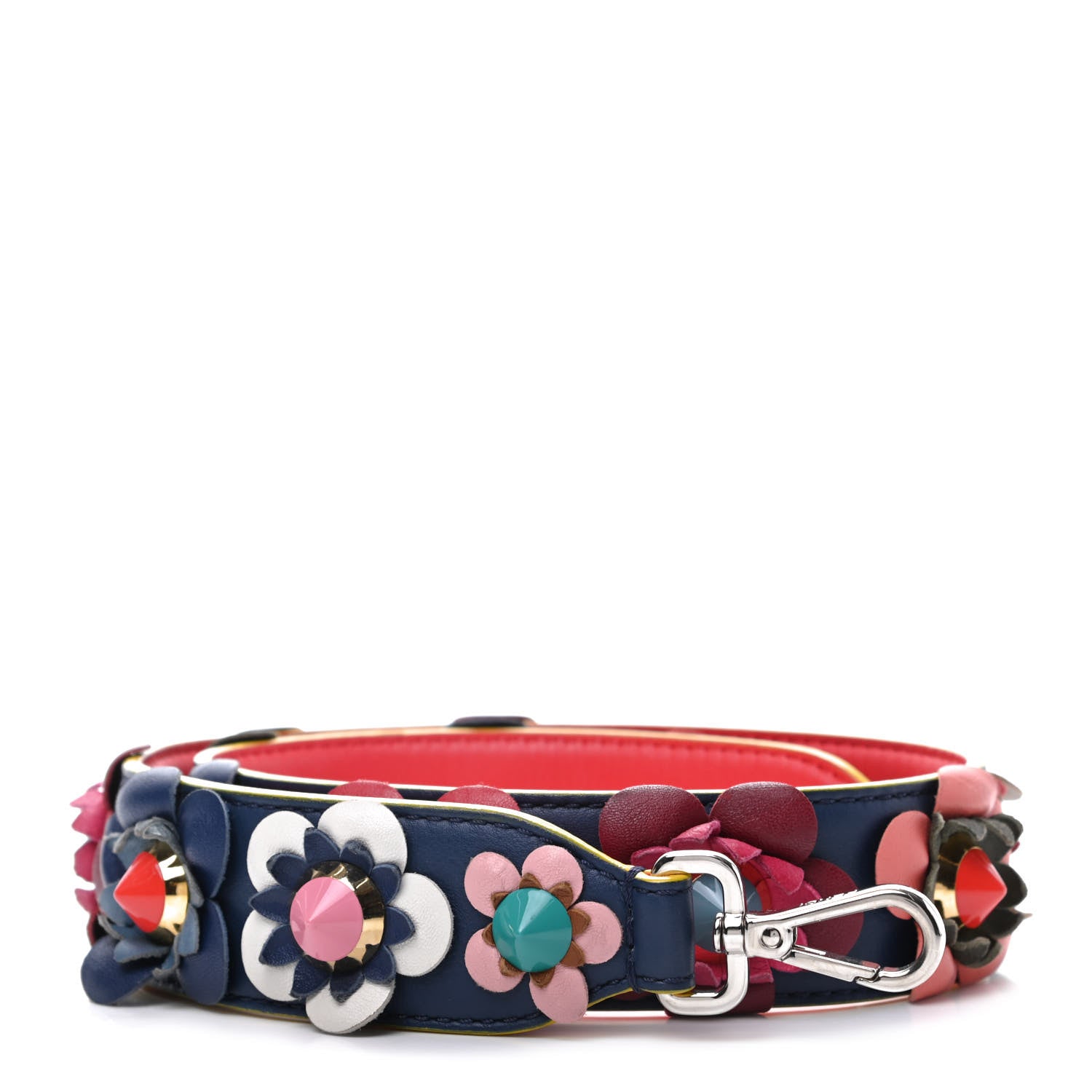 Fendi Vitello Dolce Flowerland Studded Strap You Blue Corallo Multicolor 1 of 3