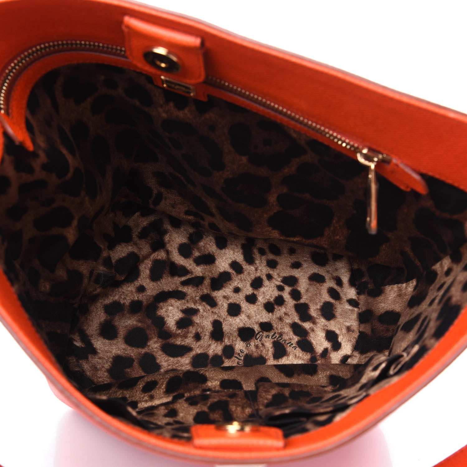 Dolce & Gabbana Textured Calfskin Bucket Tote Orange 5 of 15