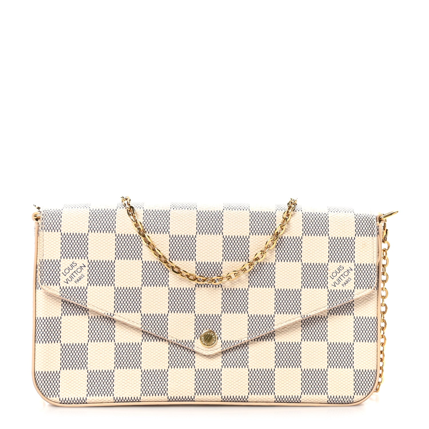 Louis Vuitton Damier Azur Pochette Felicie Chain Wallet Rose Ballerine 1 of 11