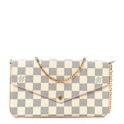 Louis Vuitton Damier Azur Pochette Felicie Chain Wallet Rose Ballerine 1 of 11