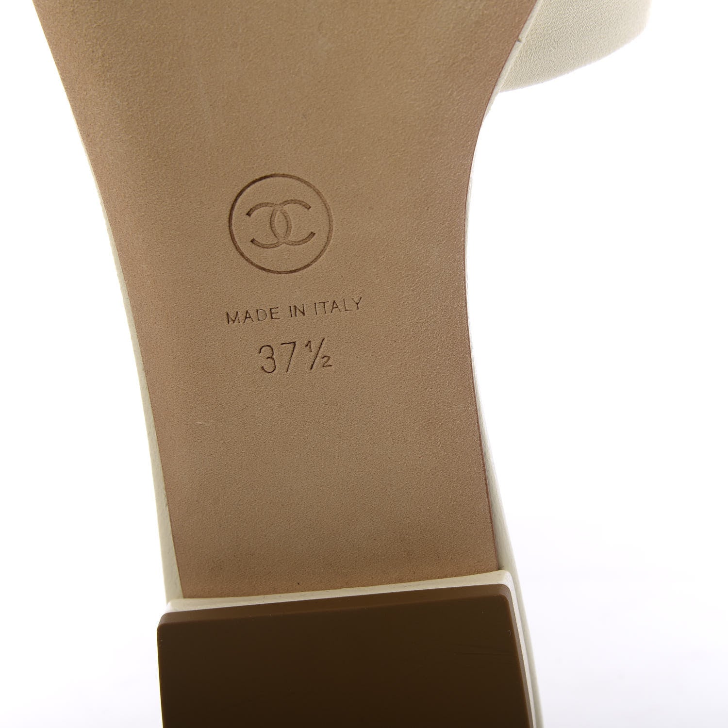 Chanel Lambskin Pearl CC Flat Sandals 37.5 Ivory 9 of 10