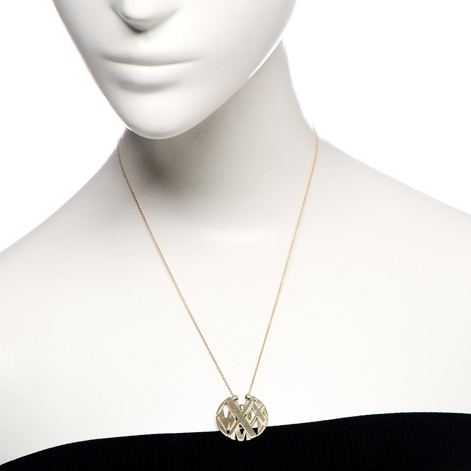 Tiffany 18K Yellow Gold Small Atlas Round Medallion Pendant Necklace 2 of 7