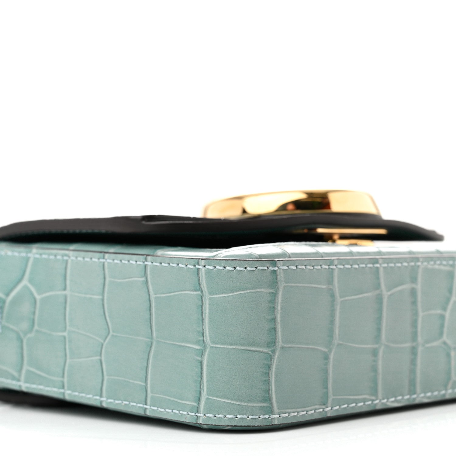 Chloe Calfskin Crocodile Embossed Mini C Double Carry Faded Blue 8 of 9
