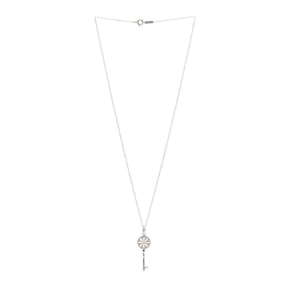 Tiffany Sterling Silver Diamond Small Daisy Key Pendant Necklace 3 of 6