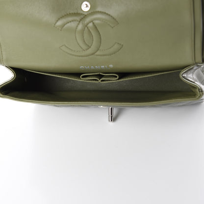 Chanel Striated Patent Quilted Medium Double Flap Green 7 of 14