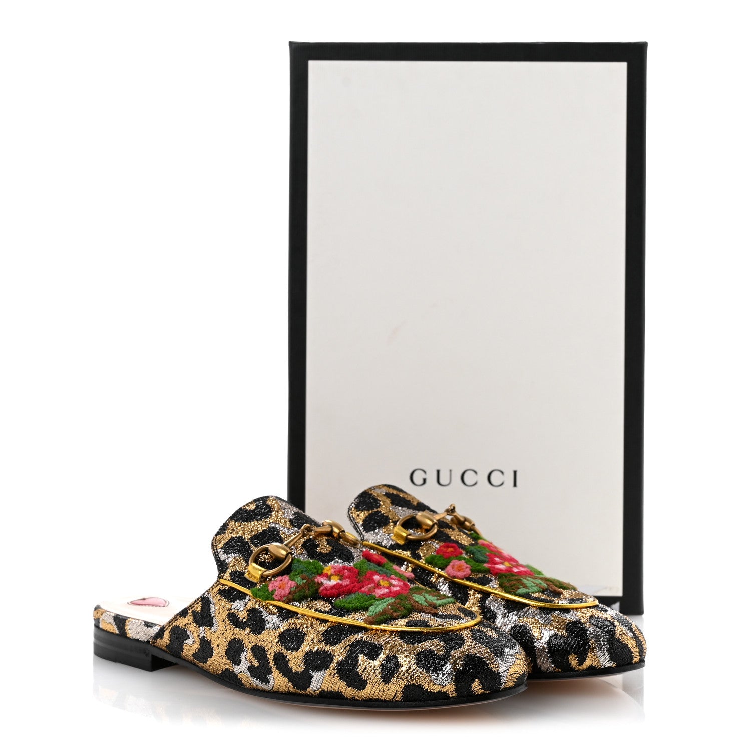 Gucci Lurex Jacquard Leopard Embroidered Womens Princetown Slippers 36 Black Gold 12 of 12