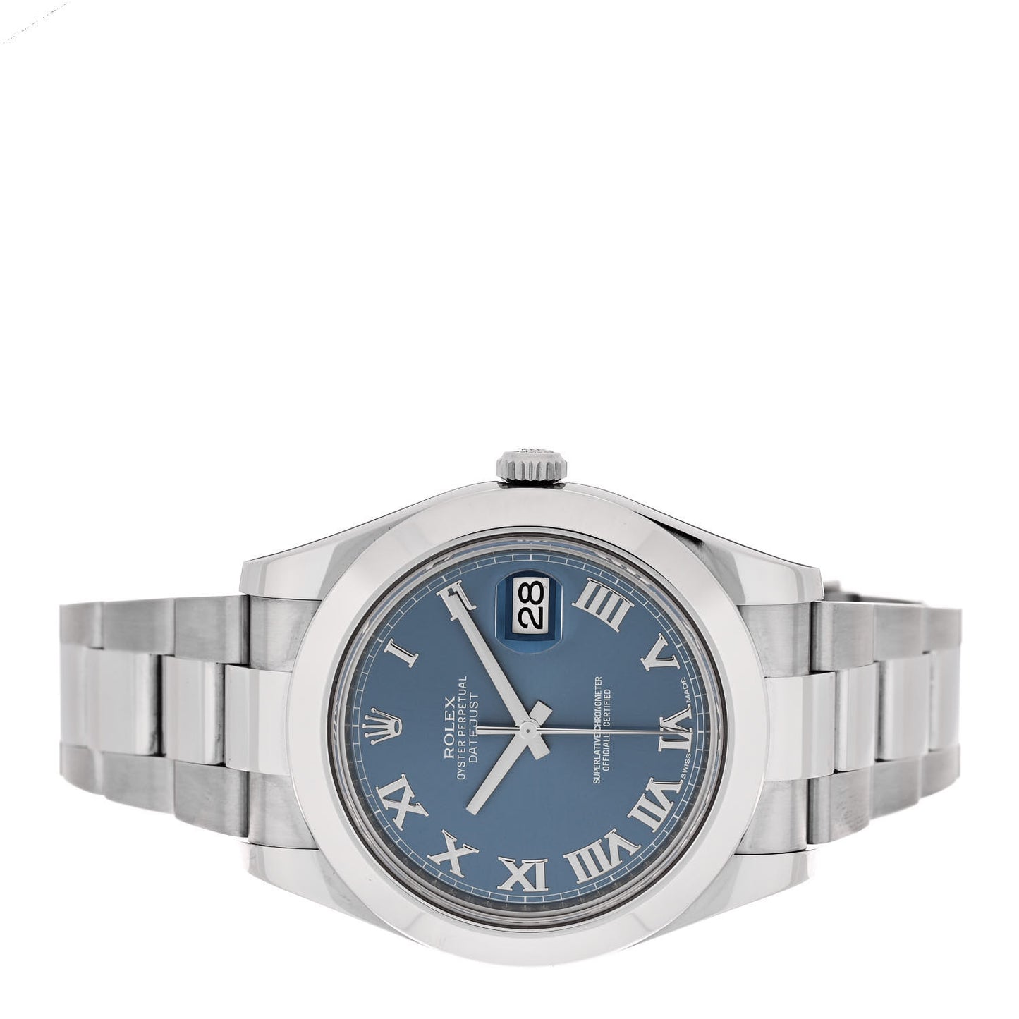 Stainless Steel 41mm Oyster Perpetual Datejust II Watch Blue Roman 116300