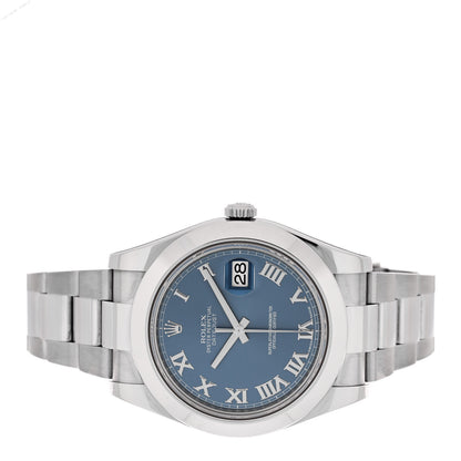 Rolex Stainless Steel 41mm Oyster Perpetual Datejust II Watch Blue Roman 116300 2 of 5