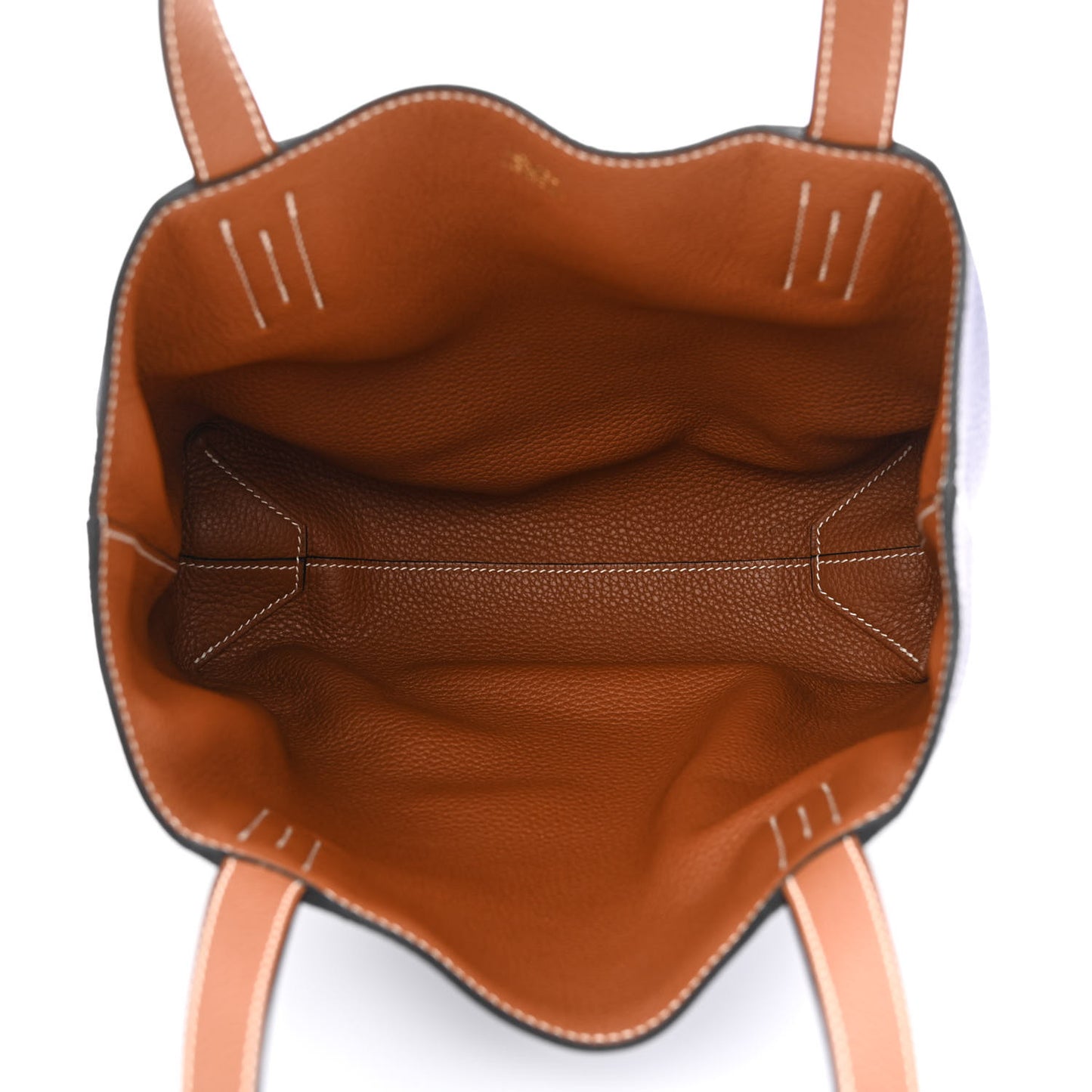 Taurillon Clemence Double Sens 28 Reversible Tote Gold Bleu Encre
