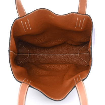 Hermes Taurillon Clemence Double Sens 28 Reversible Tote Gold Bleu Encre 14 of 18