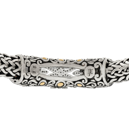 John Hardy Sterling Silver 18K Yellow Gold Diamond Quartz Batu Lens Station Bracelet 3 of 4