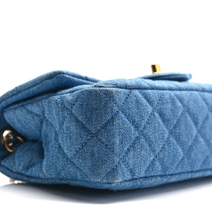 Chanel Denim Quilted Mini Pearl Crush Rectangular Flap Blue 8 of 9