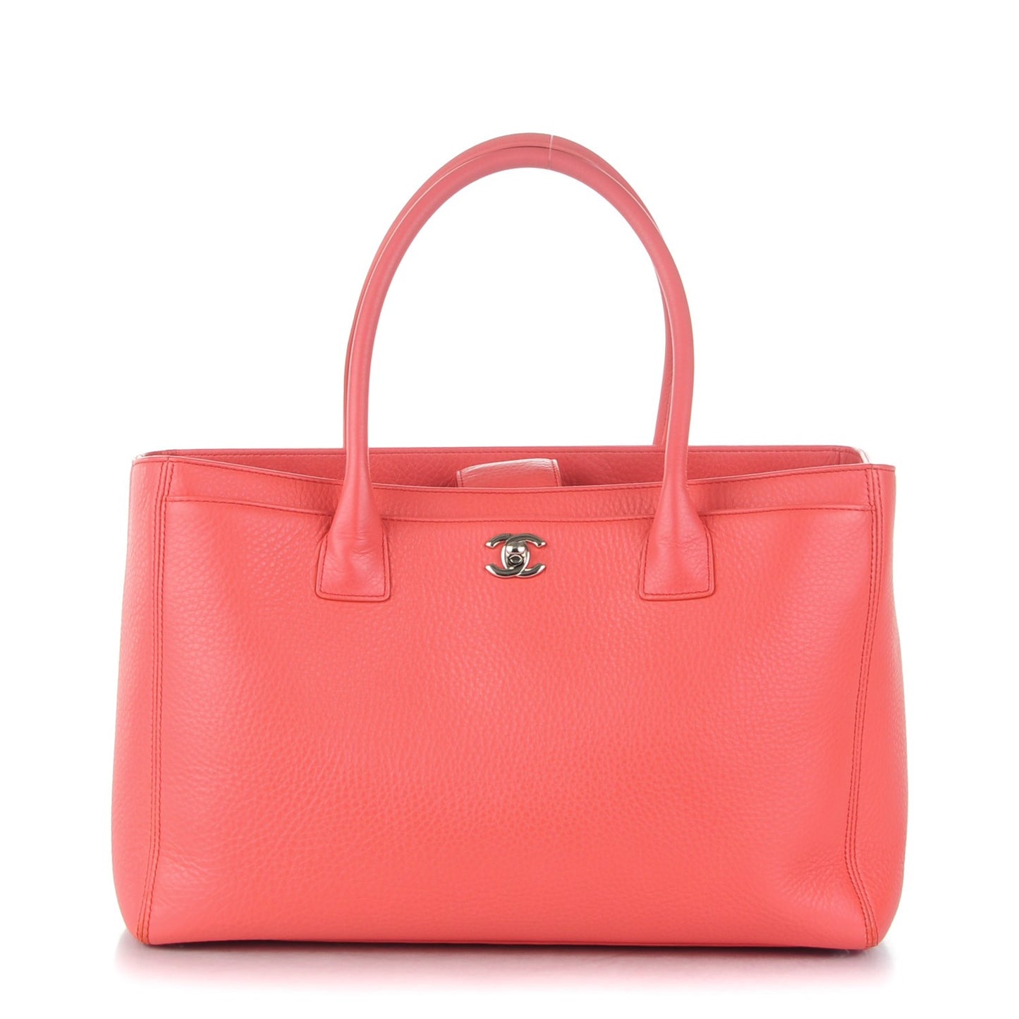 Calfskin Cerf Executive Shopper Tote Coral