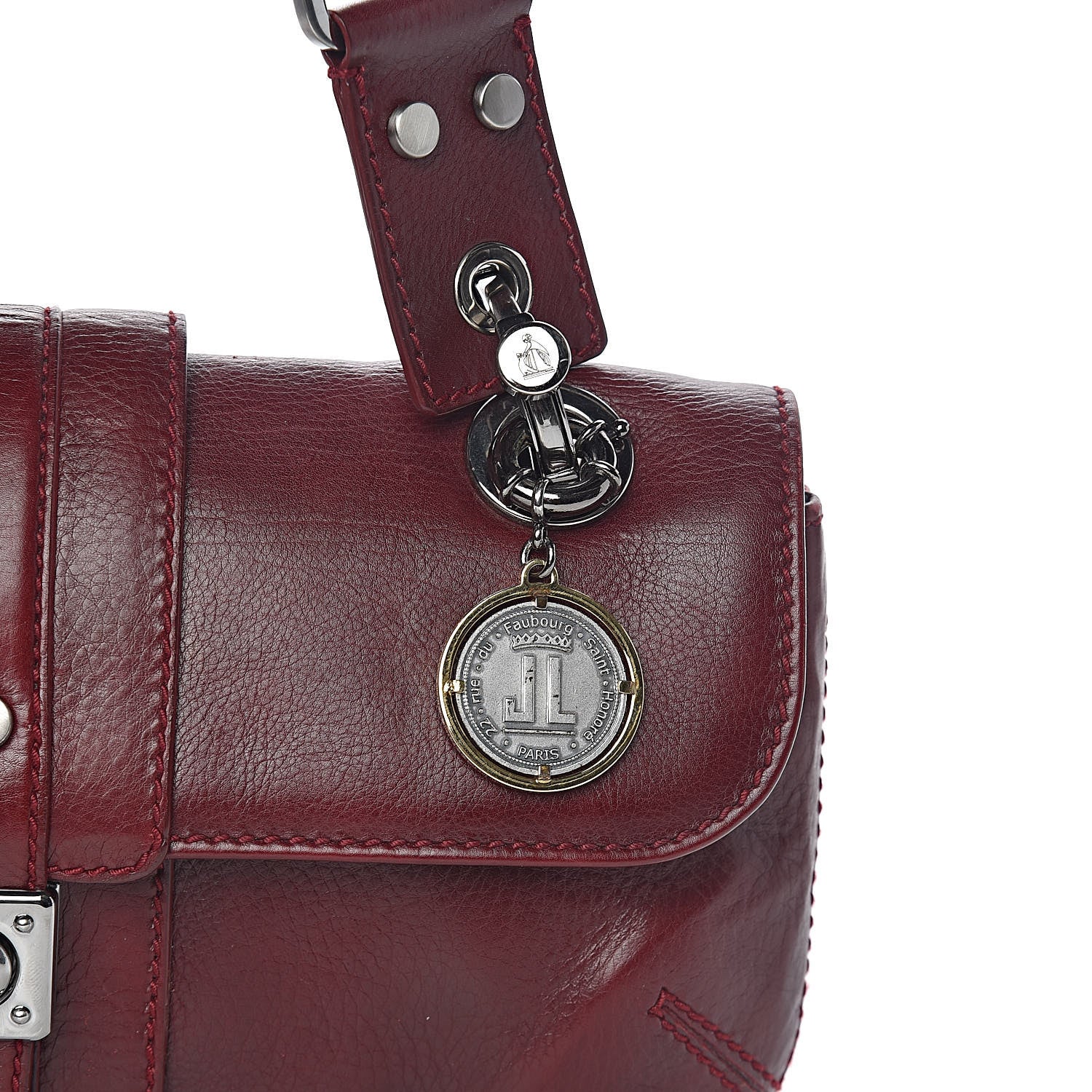 Lanvin Calfskin Flap Shoulder Bag Burgundy 9 of 9