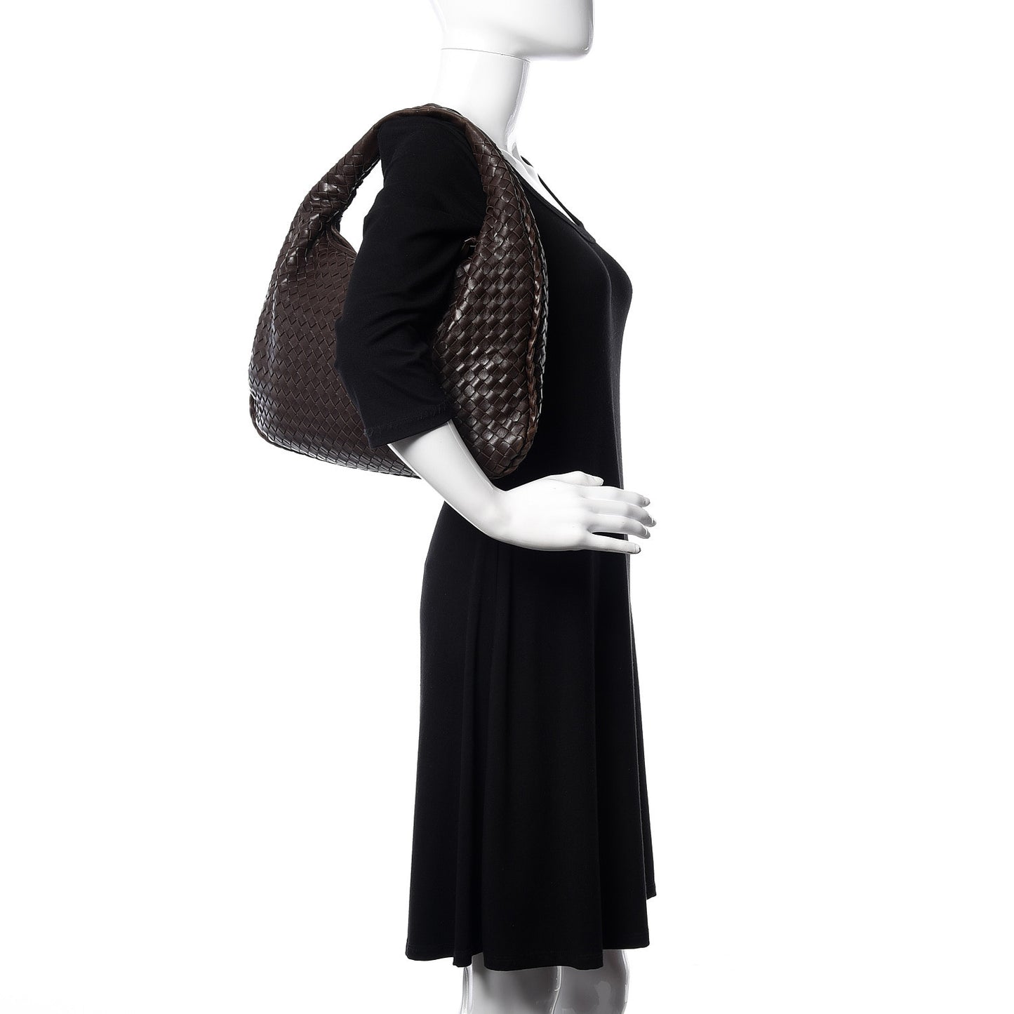 Nappa Intrecciato Medium Veneta Hobo Ebano