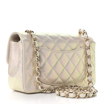 Chanel Iridescent Lambskin Quilted Mini Rectangular Flap Ivory 3 of 9