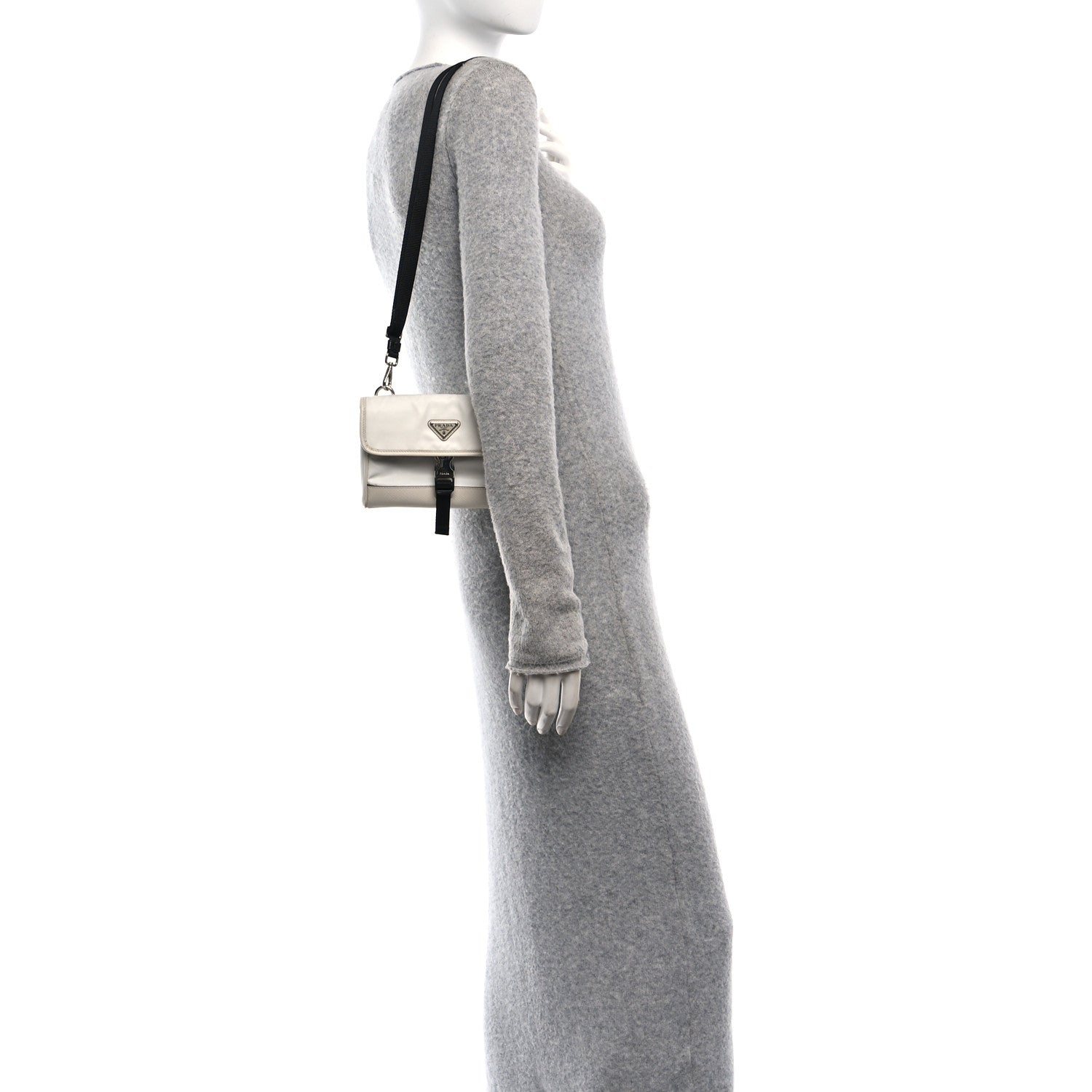 Prada Re-Nylon Saffiano Smartphone Case Crossbody Talco 2 of 10