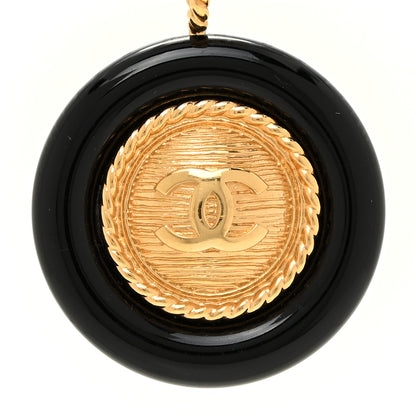 Chanel Resin Chain CC Pendant Necklace Gold Black 4 of 6
