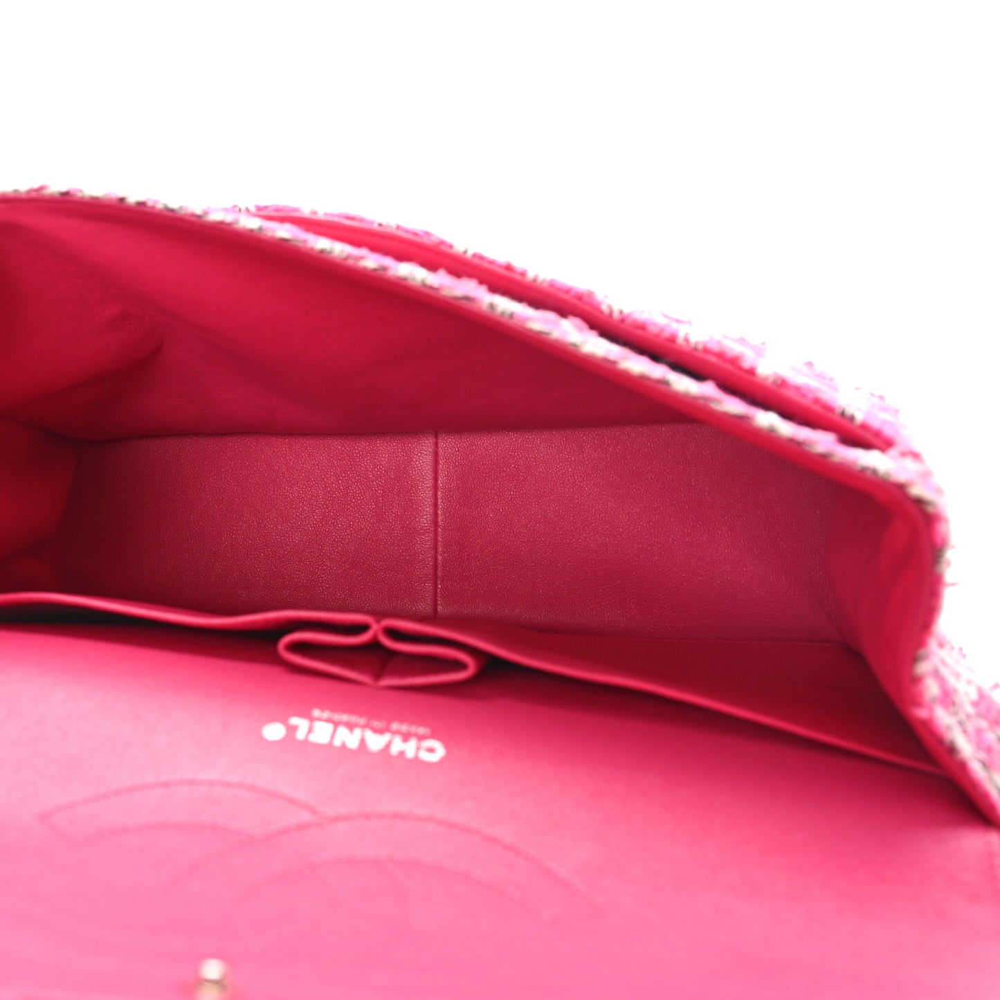 Tweed Quilted Jumbo Double Flap Hot Pink