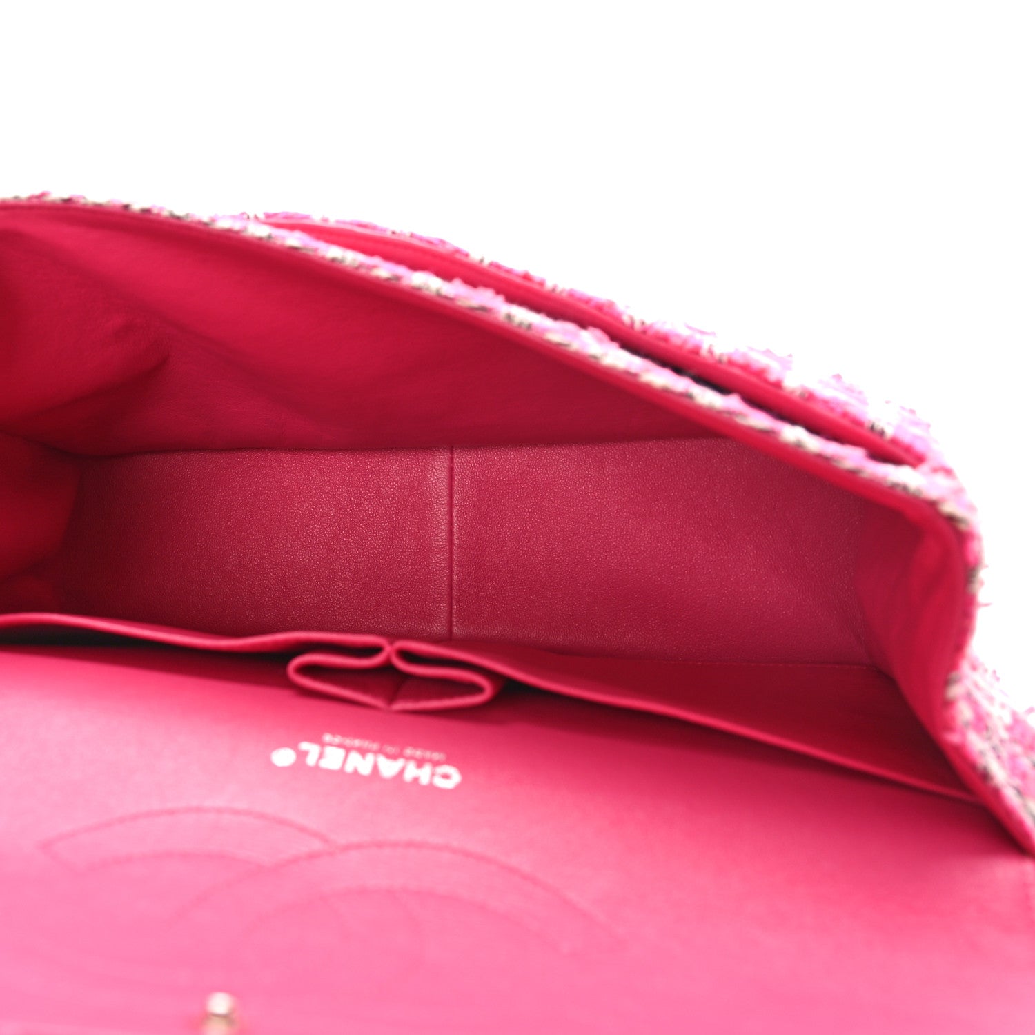 Chanel Tweed Quilted Jumbo Double Flap Hot Pink 4 of 8