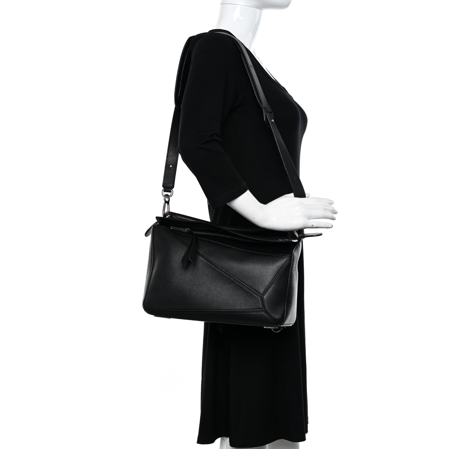 Loewe Calfskin Medium Puzzle Bag Black 2 of 13