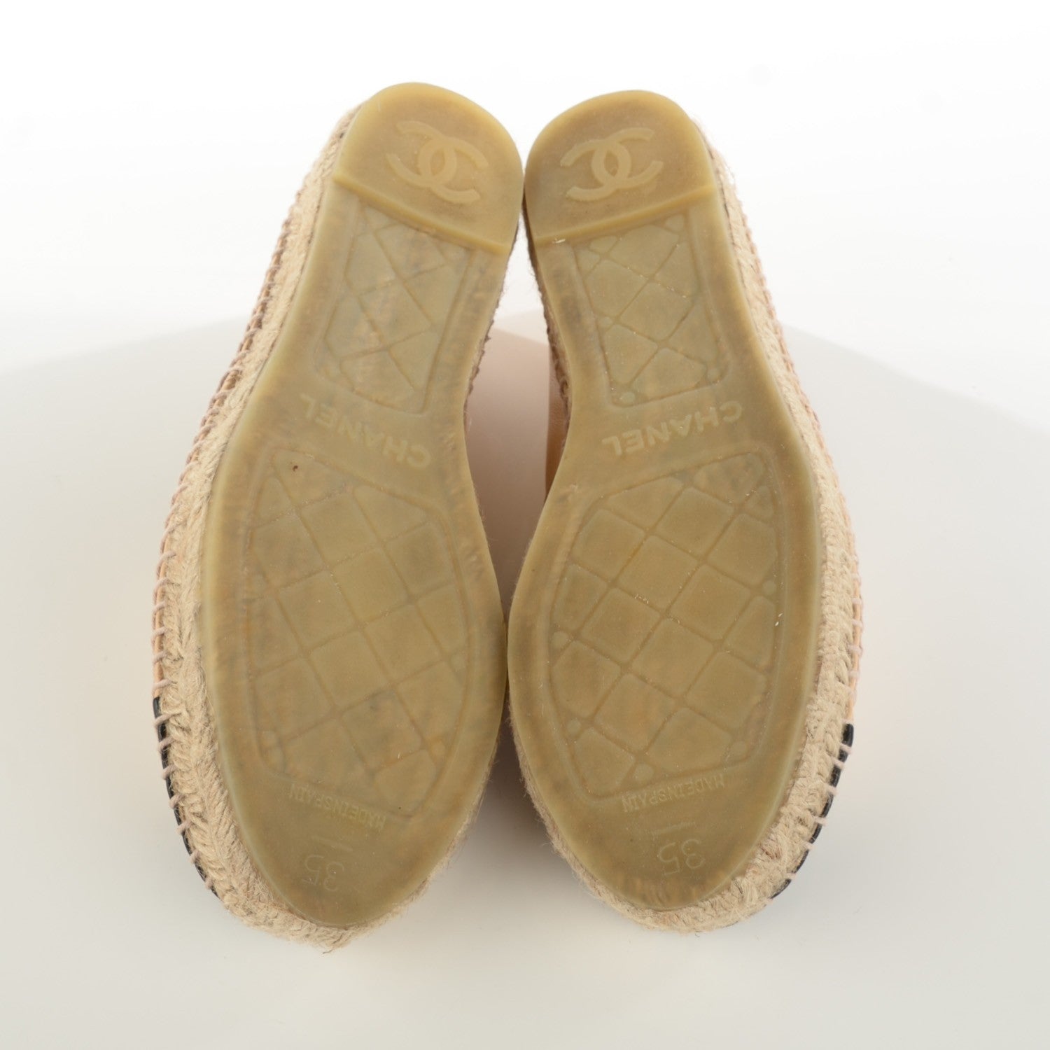 Chanel Lambskin CC Espadrilles 35 Beige Black 8 of 11