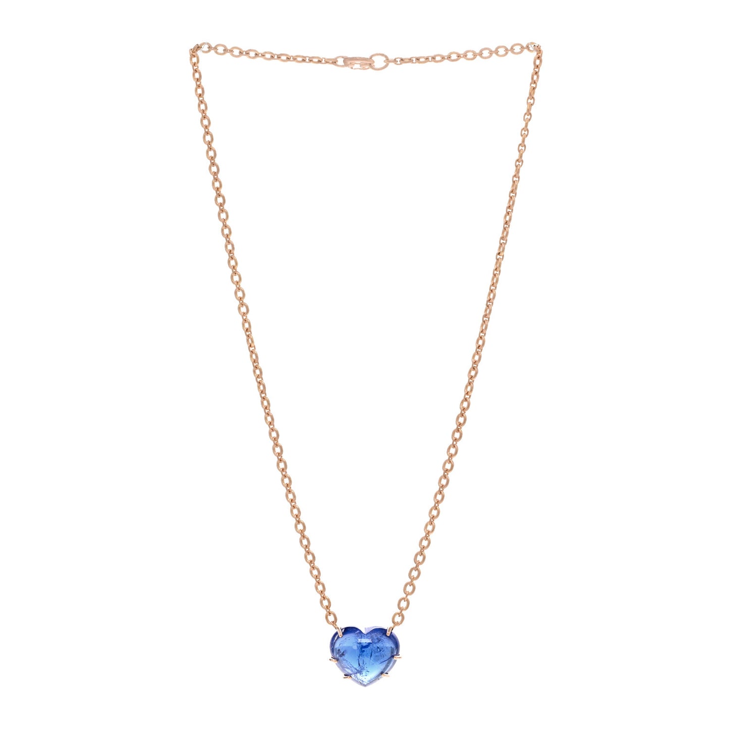 18K Rose Gold Tanzanite Heart Pendant Necklace