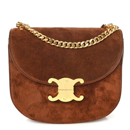 Celine Suede Teen Besace Clea Chain Triomphe Brown 1 of 8