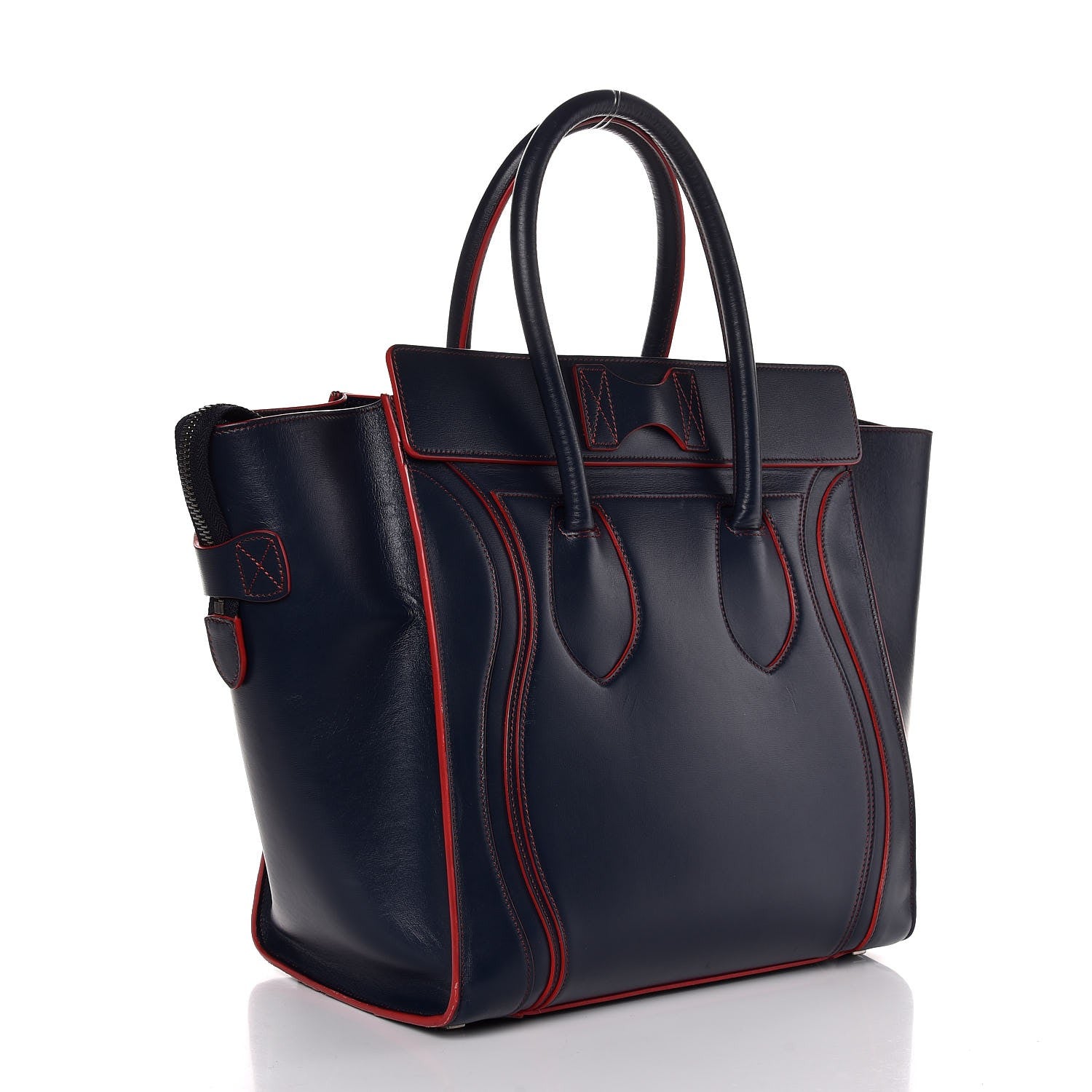 Celine Satin Calfskin Mini Debossed Luggage Navy Blue 3 of 7