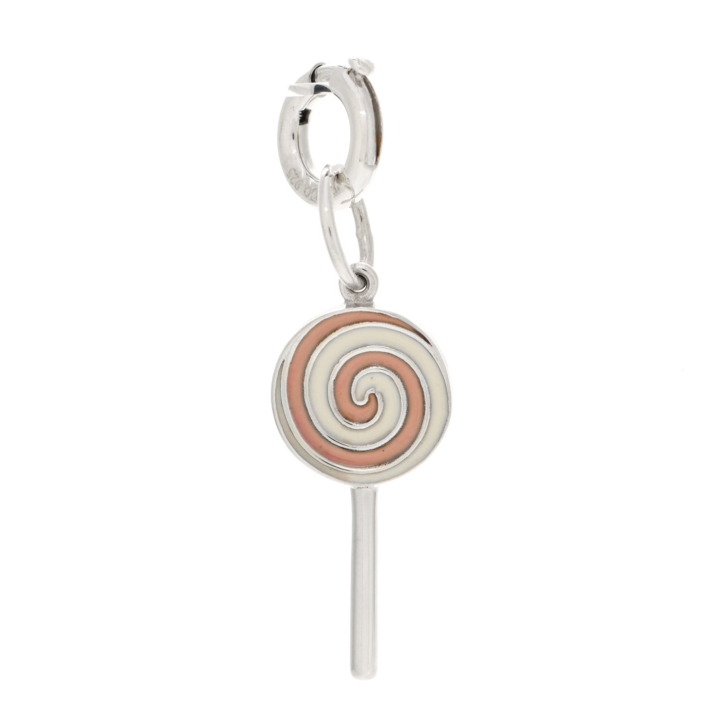 Sterling Silver Enamel Lollipop Charm Pink