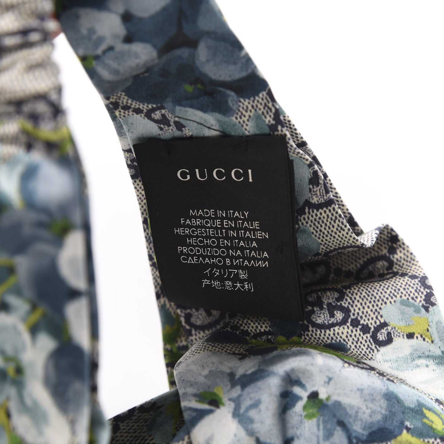 Silk Monogram Blooms Print Headband Blue