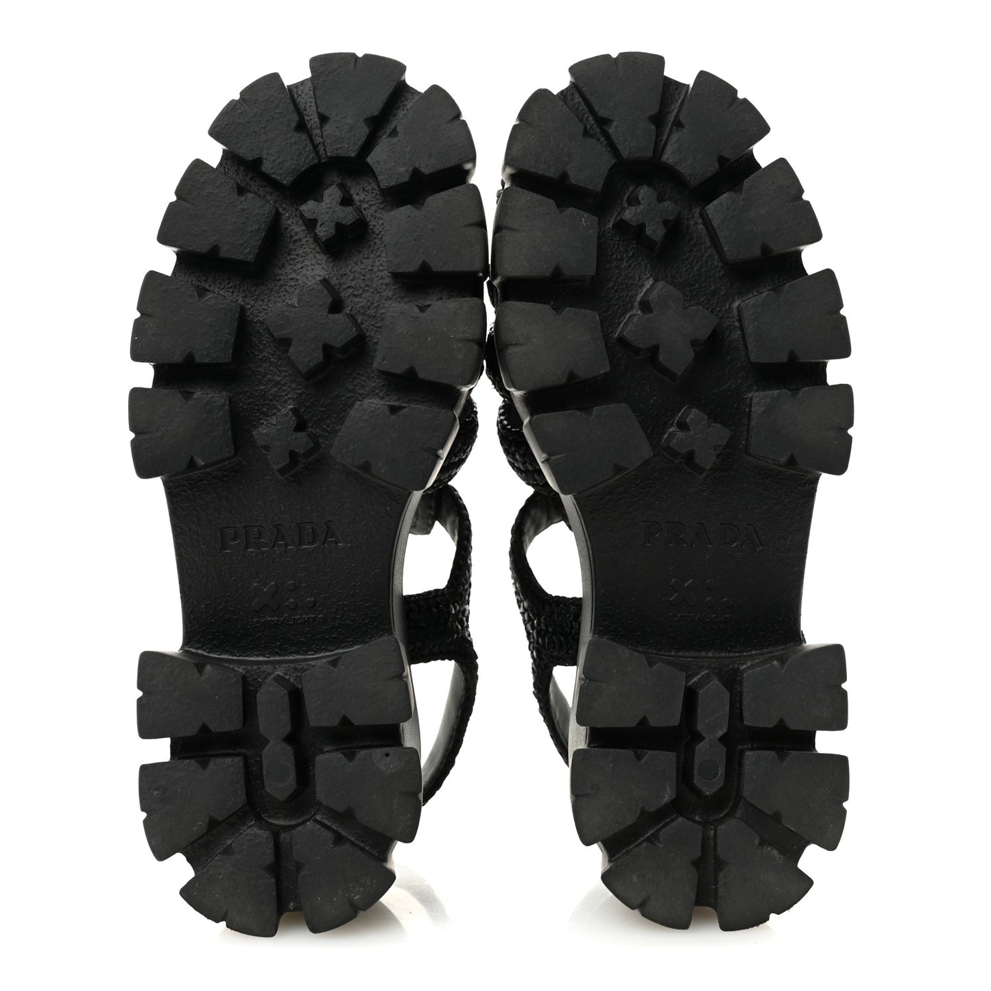 Raffia Metal Triangle Logo Crochet Monolith 55mm Cage Sandals 36 Black