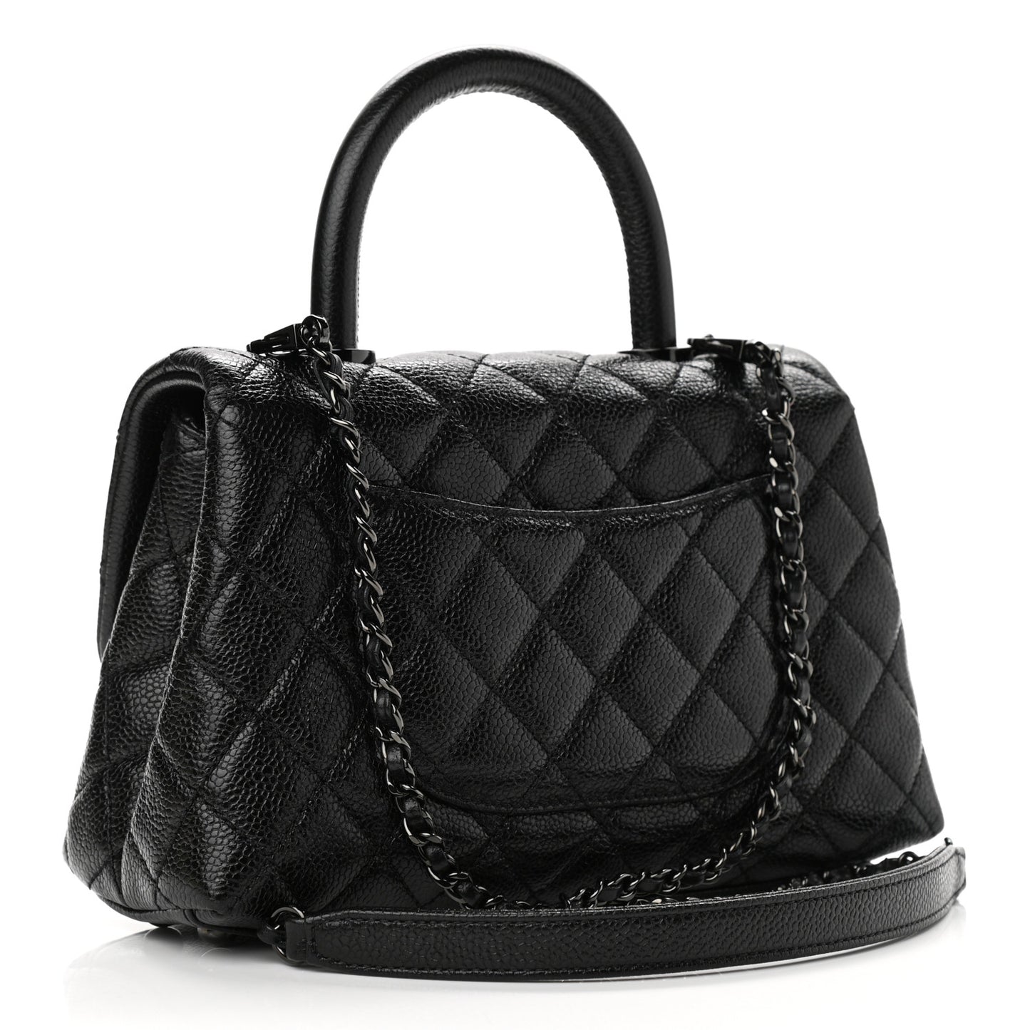 Caviar Quilted Mini Coco Handle Flap So Black