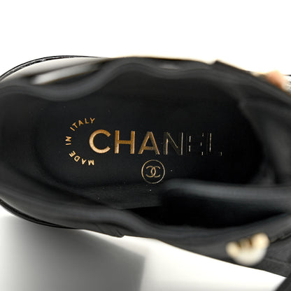 Chanel Pearly Calfskin Patent Calfskin Lace Up Combat Boots 37.5 Black 7 of 8
