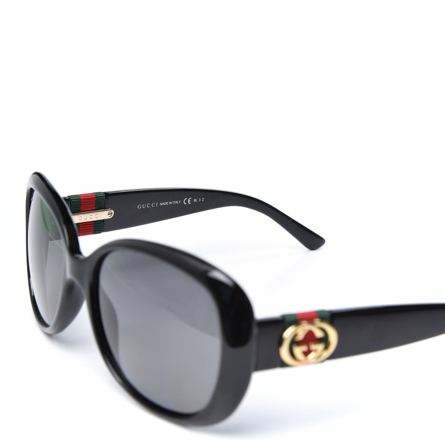 Acetate Oversized Round Frame Web Sunglasses GG3644S Black