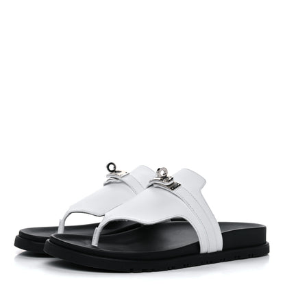 Hermes Calfskin Womens Empire Sandals 38.5 White 3 of 9