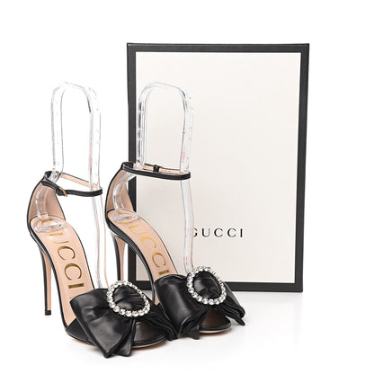Gucci Nappa Ilse Pleated Bow Sandals 37 Black 9 of 9