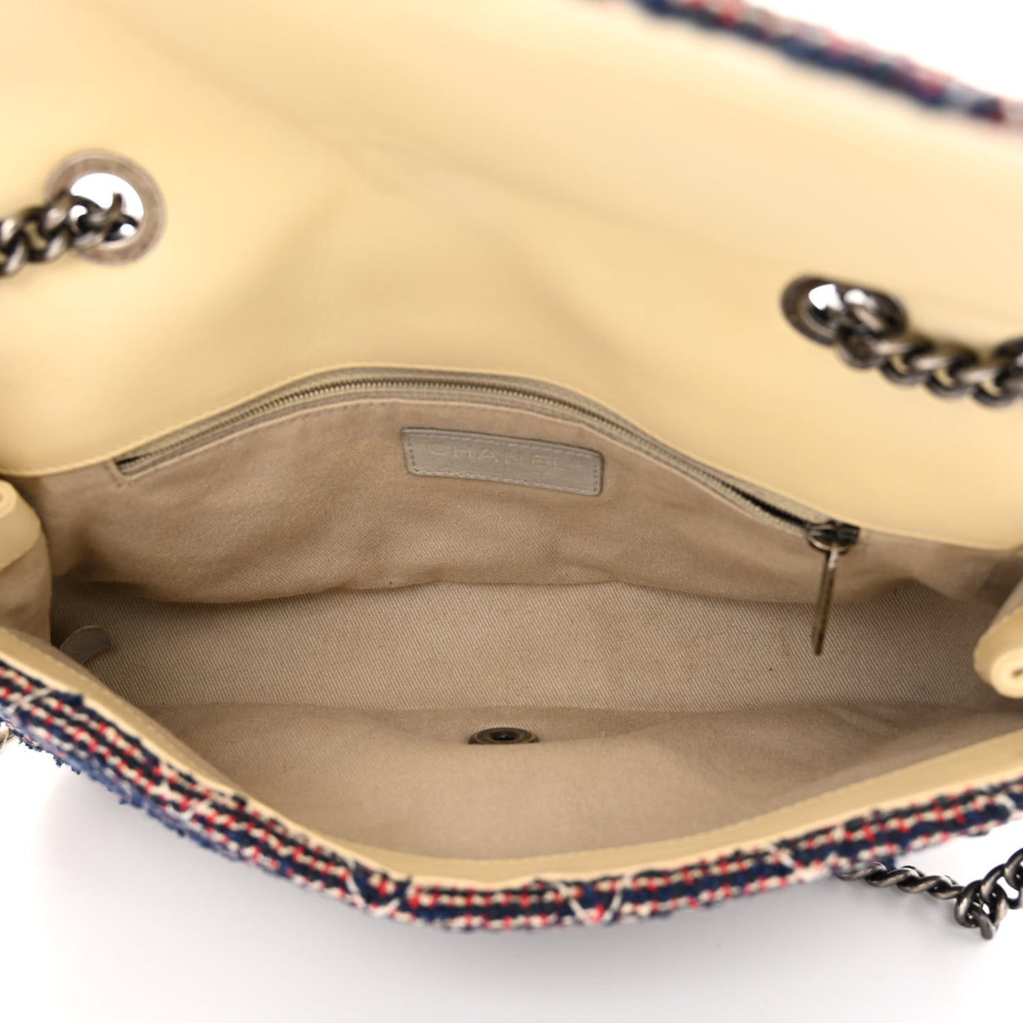 Tweed Quilted Medium Single Flap Blue Multicolor