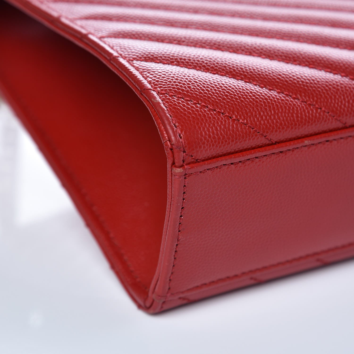 Saint Laurent Grain De Poudre Matelasse Chevron Large Monogram Satchel Lipstick Red 9 of 13