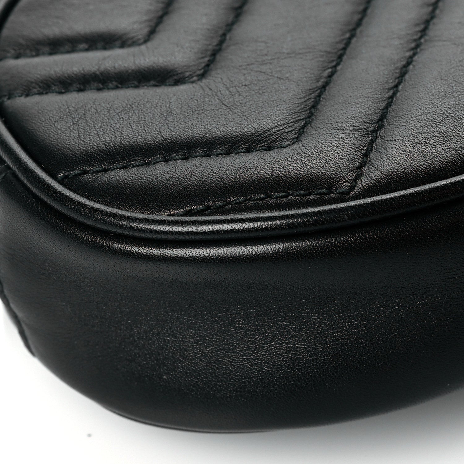 Gucci Calfskin Matelasse GG Marmont Belt Bag 85 34 Black 10 of 13